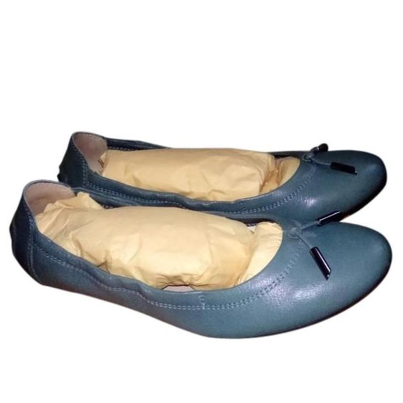 Tod's Teal Blue Leather Dee Ballet Flats 37.5